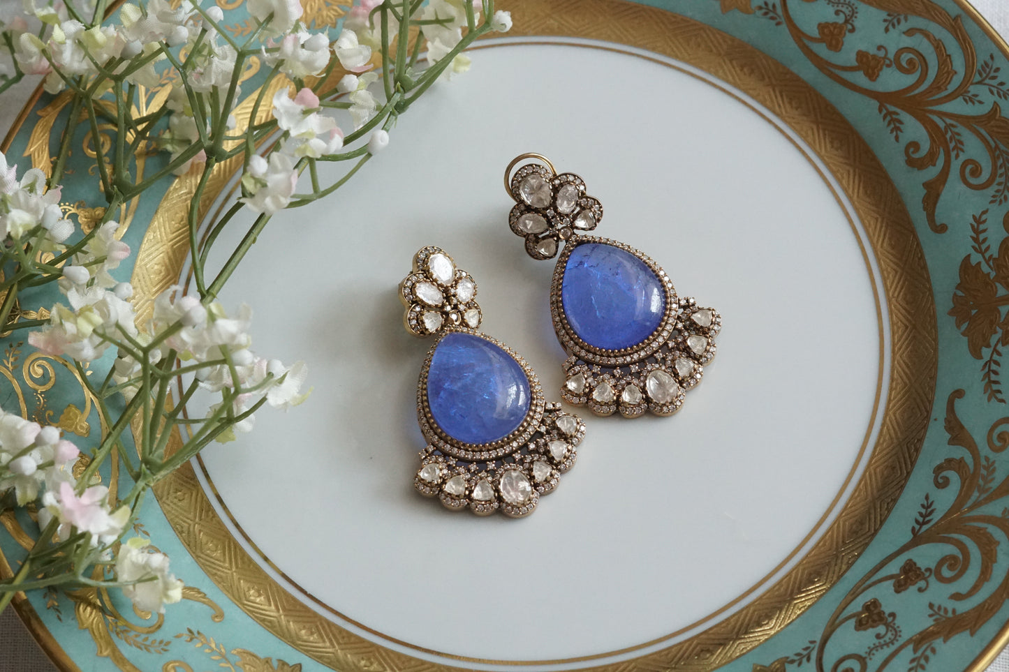 Blue Stone Polki Earrings (1-5156)(B) - JEWELSTYLE
