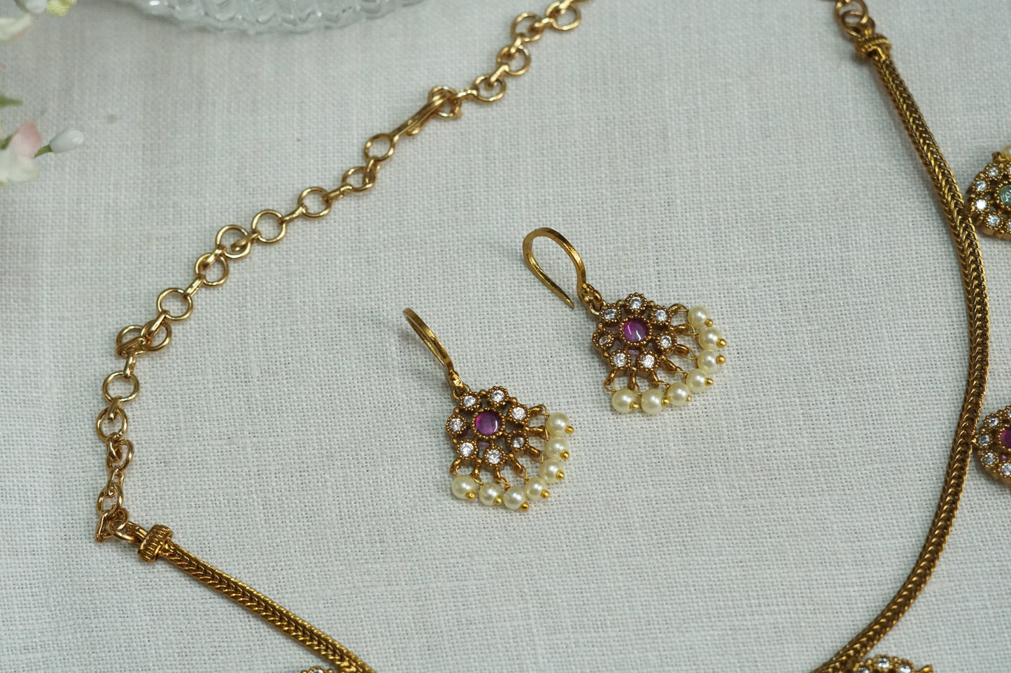Ad Stone Necklace Set (4-9154)(AK) - JEWELSTYLE
