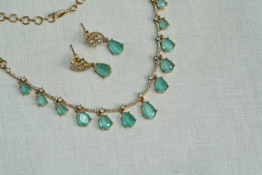 Mint AD Stone Necklace Set (4-9152)(AK) - JEWELSTYLE