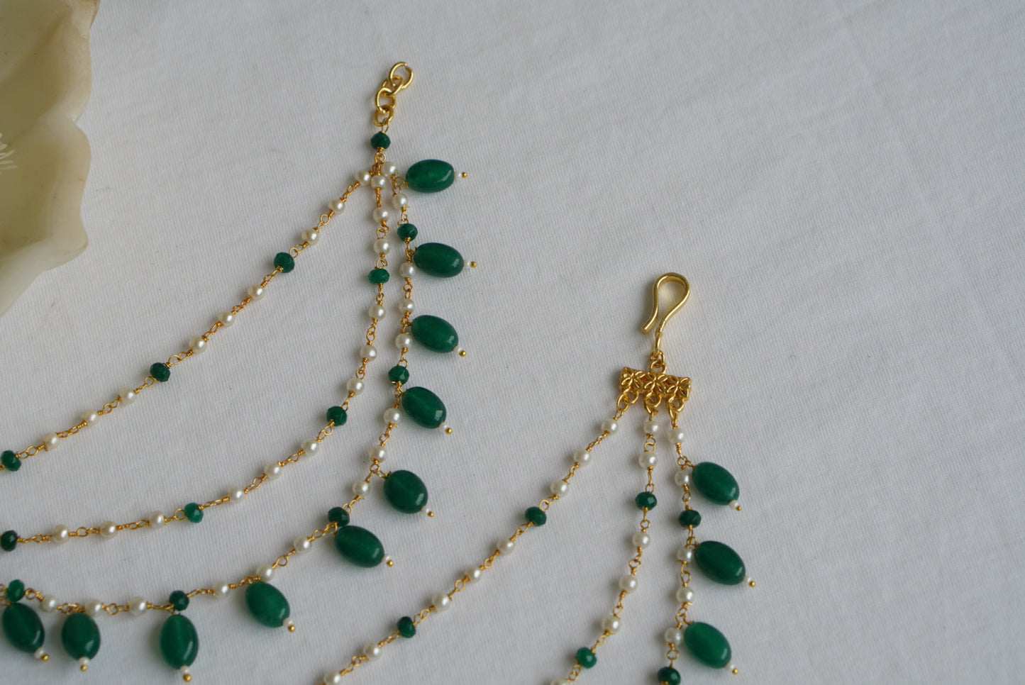 Green Beads Ear chain (9-144) - JEWELSTYLE
