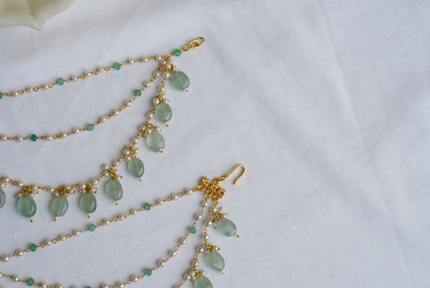 Light green beads Ear chain (9-146) - JEWELSTYLE