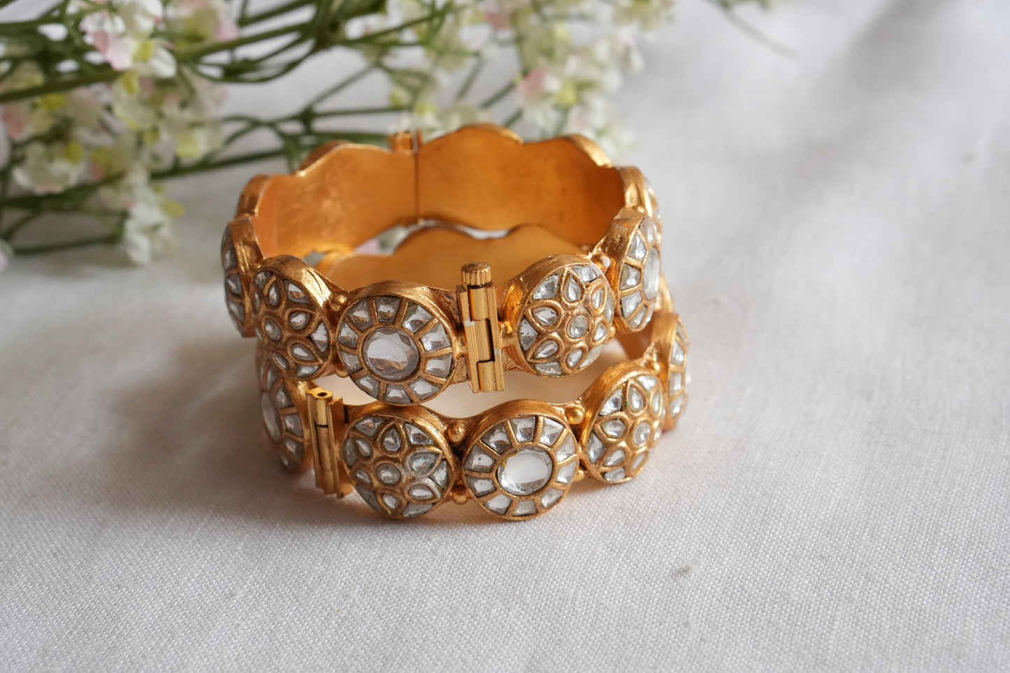Kundan Bangles (3-489)(R) Openable - JEWELSTYLE
