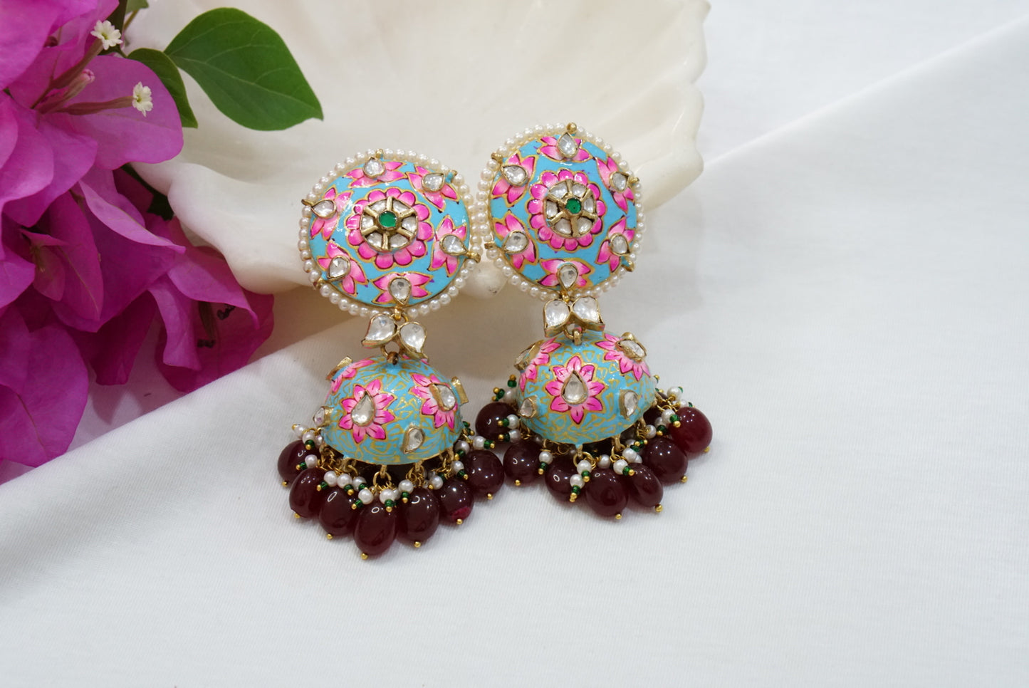 Kundan Meenawork Jhumki (1-3886)