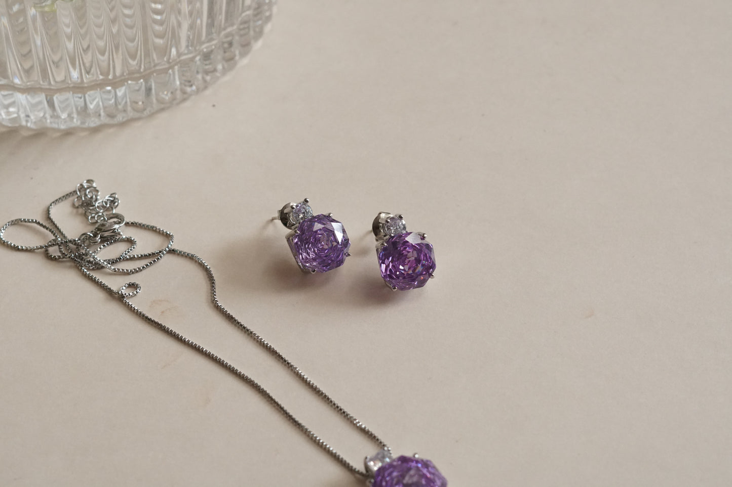 Purple stone pendant set (4-9426) (from turkey)
