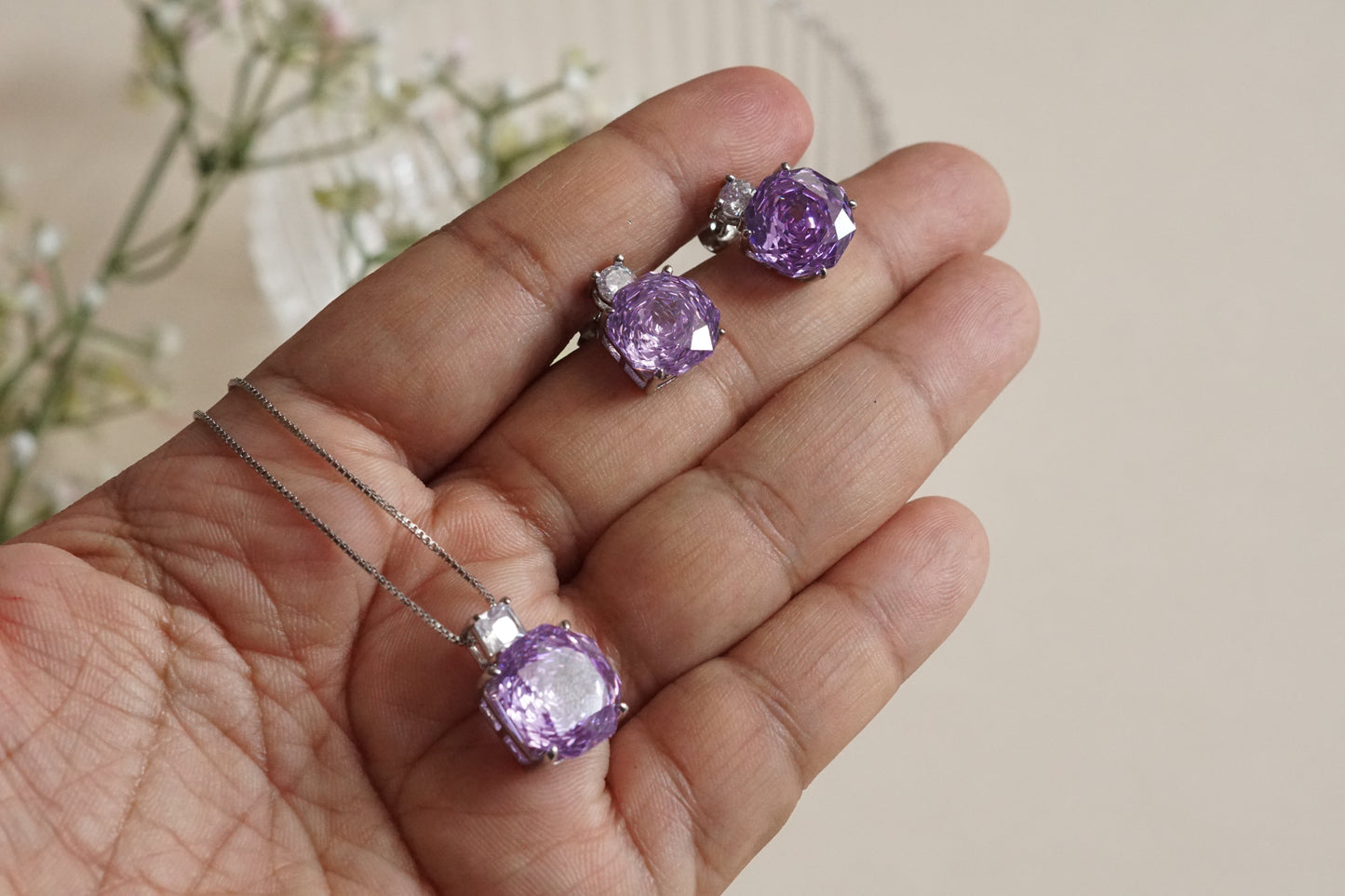 Purple Stone Pendant set (4-9191)(B)(From Turkey)