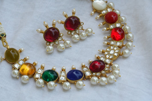 Navratan kundan necklace set (4-6241)(R)(PREORDER) - JEWELSTYLE