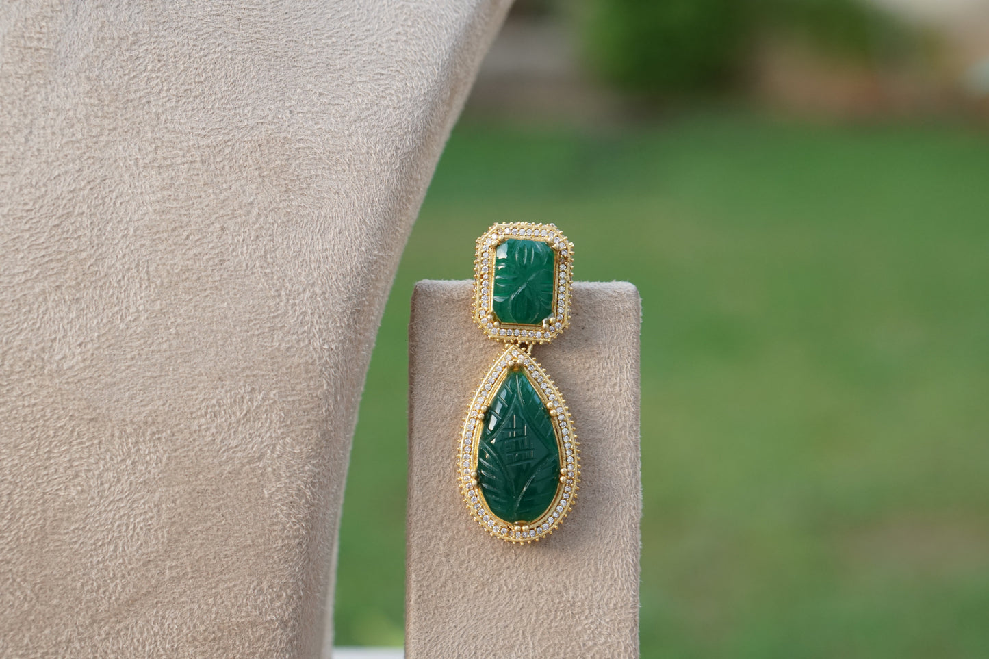 Green Stone Ad Necklace Set (4-8593)(R)(already discounted) - JEWELSTYLE