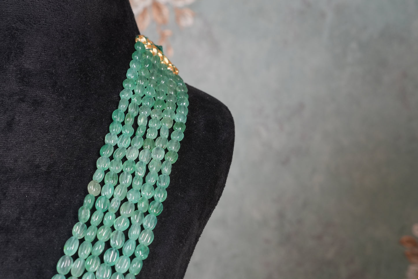 6 Line Green beads Necklace ( 4-9110)(R)