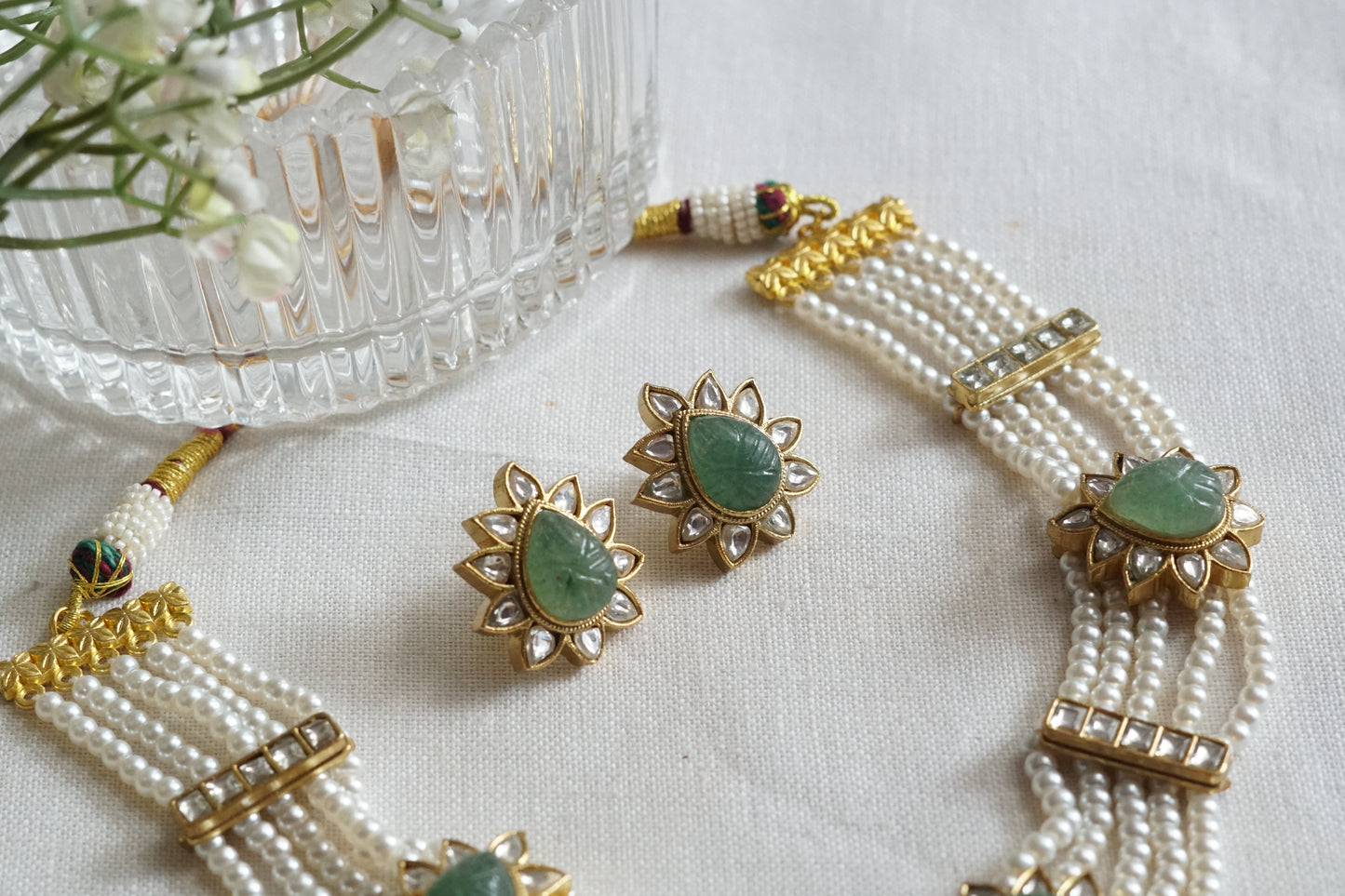 Fluoride Stone Kundan Necklace Set(4-9238)(R)