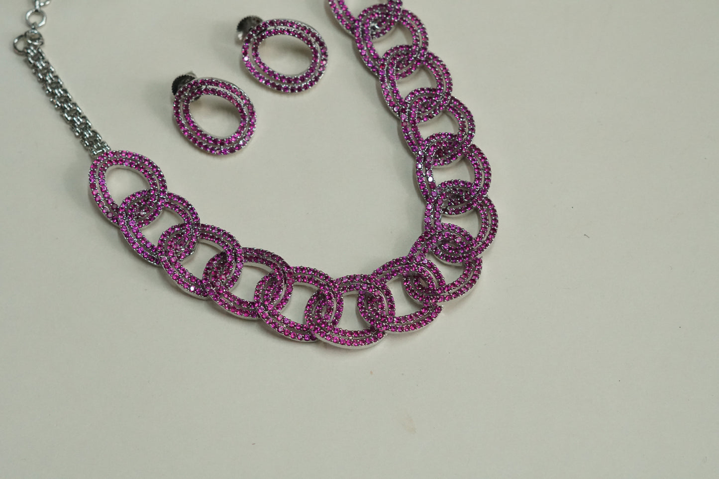 Pink ad Necklace set (4-9252)(B)(from turkey)