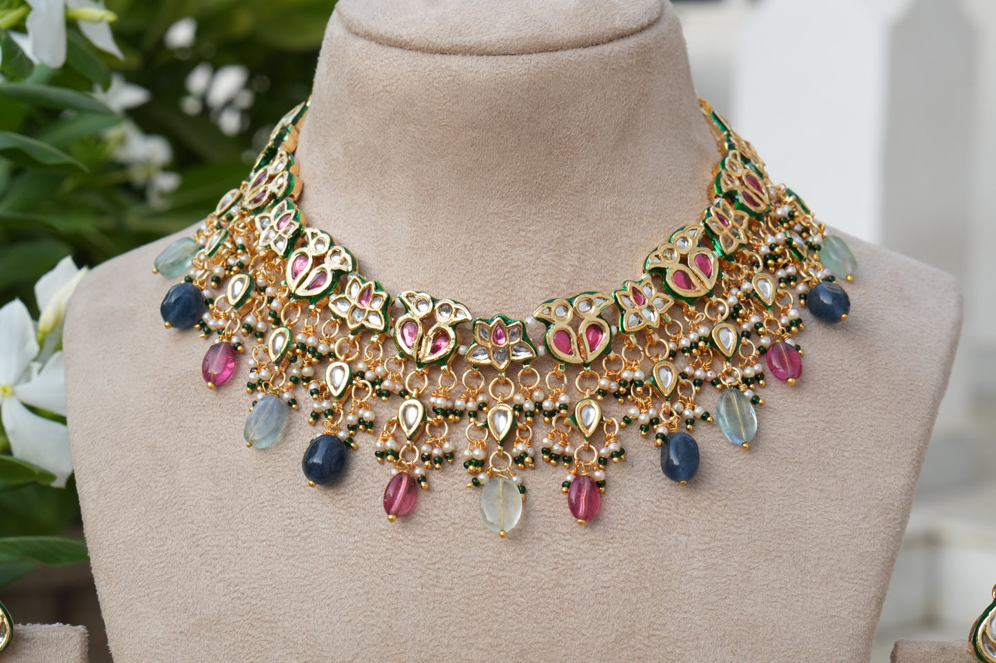 Kundan Necklace Set (4-9155)(B)