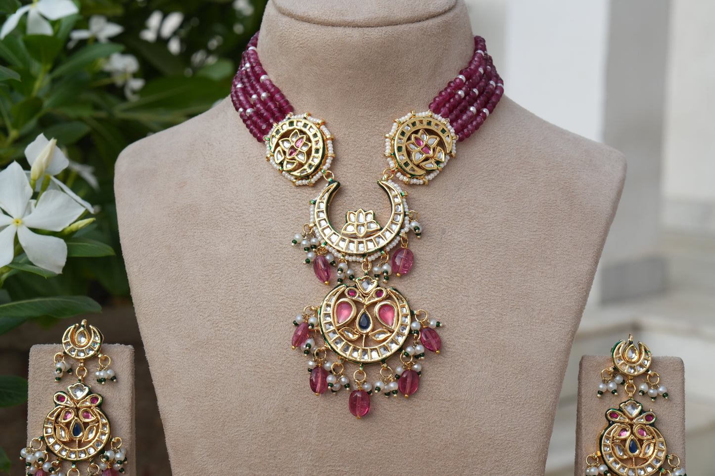 Kundan Necklace Set (4-9156)(B)
