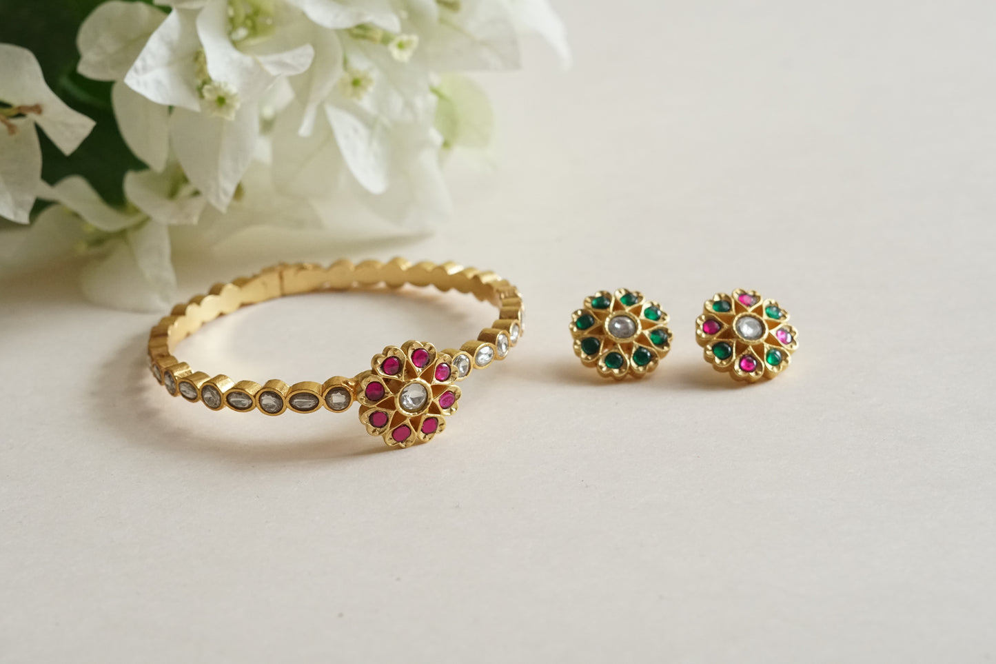 Antique Kundan Bangles openable (3-489)(R)