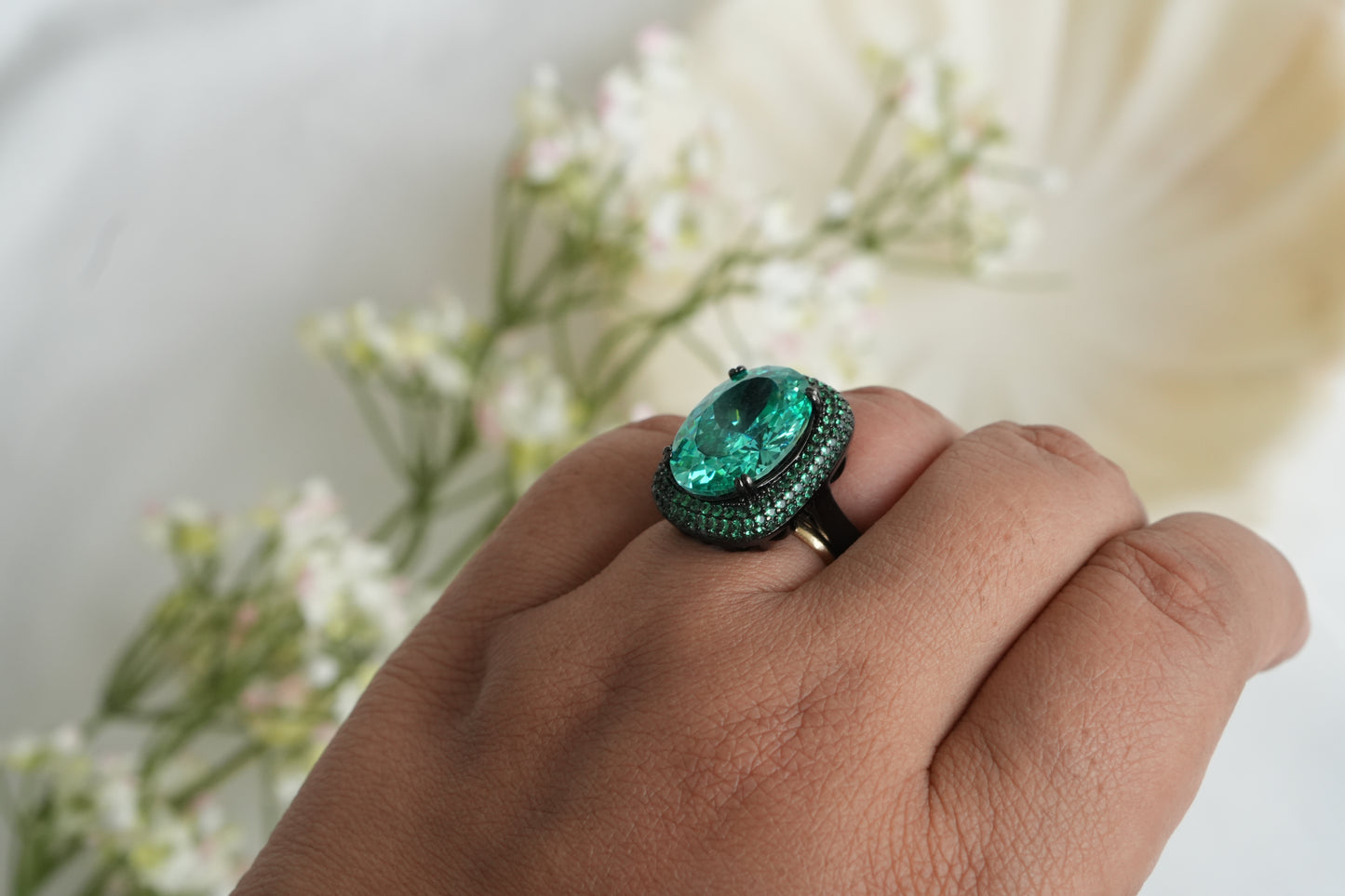 Aqua and Green Stone Ring (6-358)(B)(from Turkey) - JEWELSTYLE