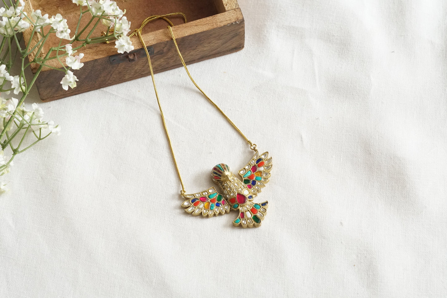 Navratan Bird Kundan Pendant (4-9292)(A)