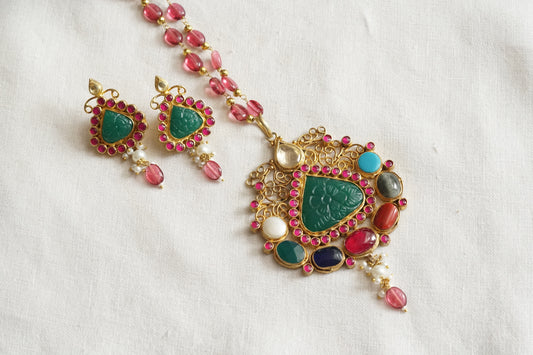 Multi Kundan Pendant Set (4-9296)(A)
