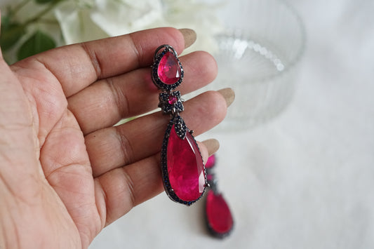 Red Stone Earrings (1-5314)(B)(from turkey) - JEWELSTYLE