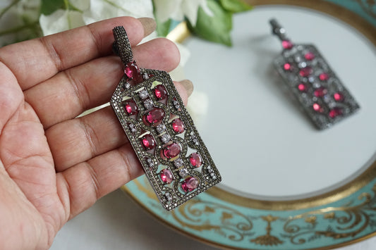 Ruby Stone Ad Earrings (1-5306)(B)(from turkey) - JEWELSTYLE