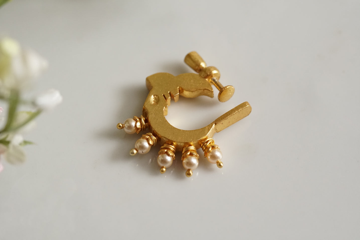 92.5 silver kundan nose Ring (2-170)(K)(PREORDER)
