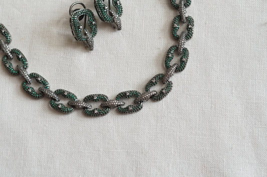 Green Stone Ad Necklace Set (4-9307)(B) (from turkey) - JEWELSTYLE