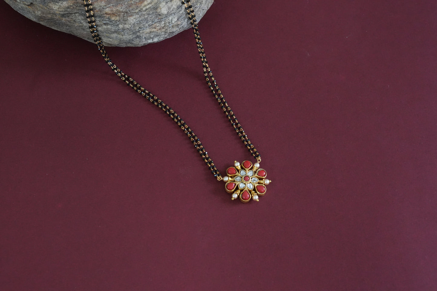 Black Beads coral Pendant (4-9263)(AK)