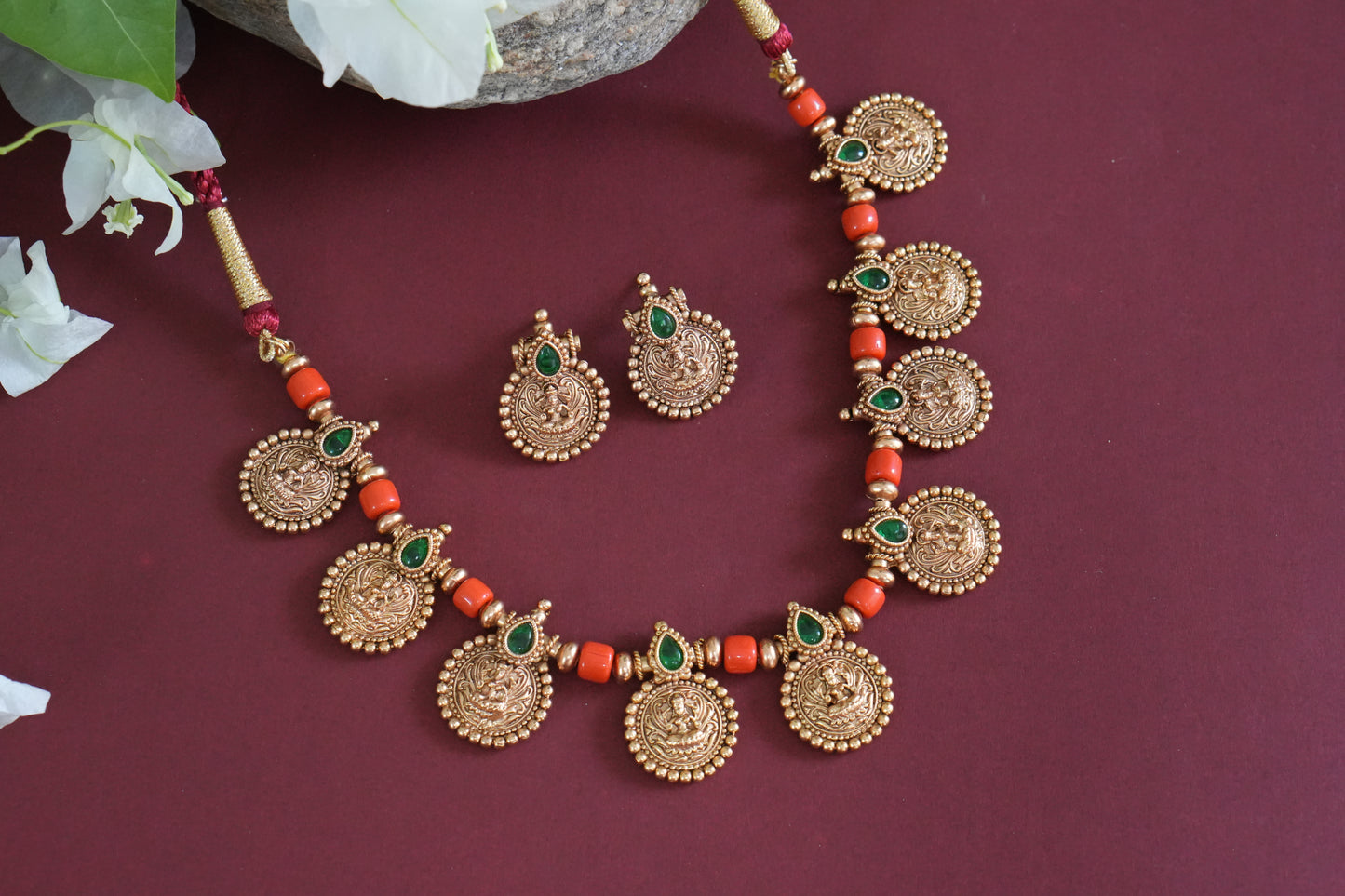 Coral Necklace set (4-9257)(AK)