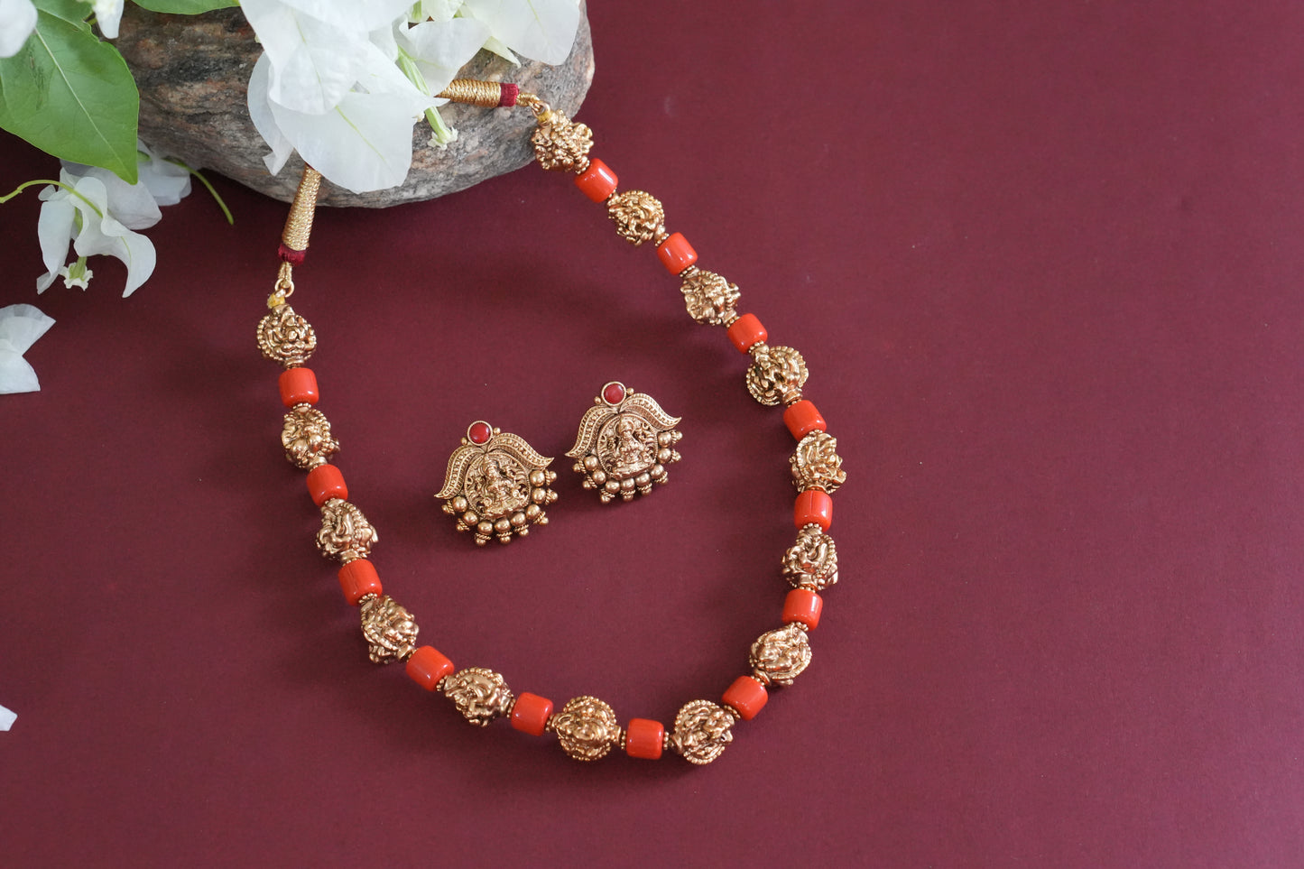 Coral Necklace set (4-9255)(AK)