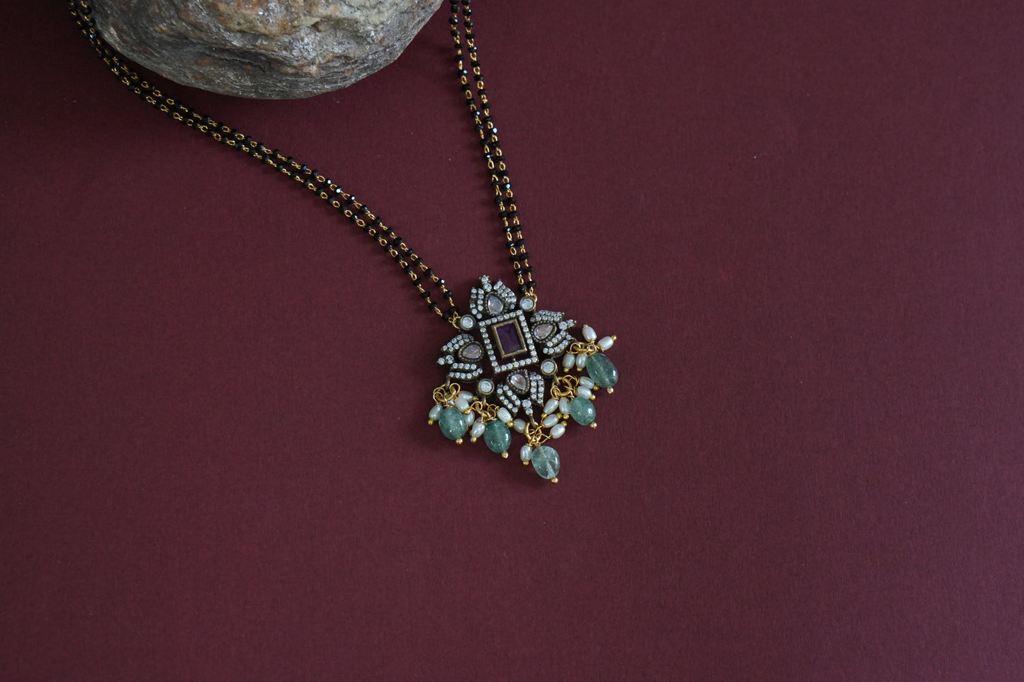 Black Beads Pendant (4-9266)(AK)
