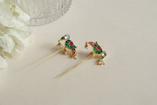 Bird Kundan Earcuff Earrings (1-5328)(B)