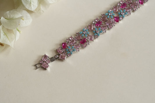 Pink & Turquoise Stone Ad Bracelet (3-491)(B)(From Turkey)