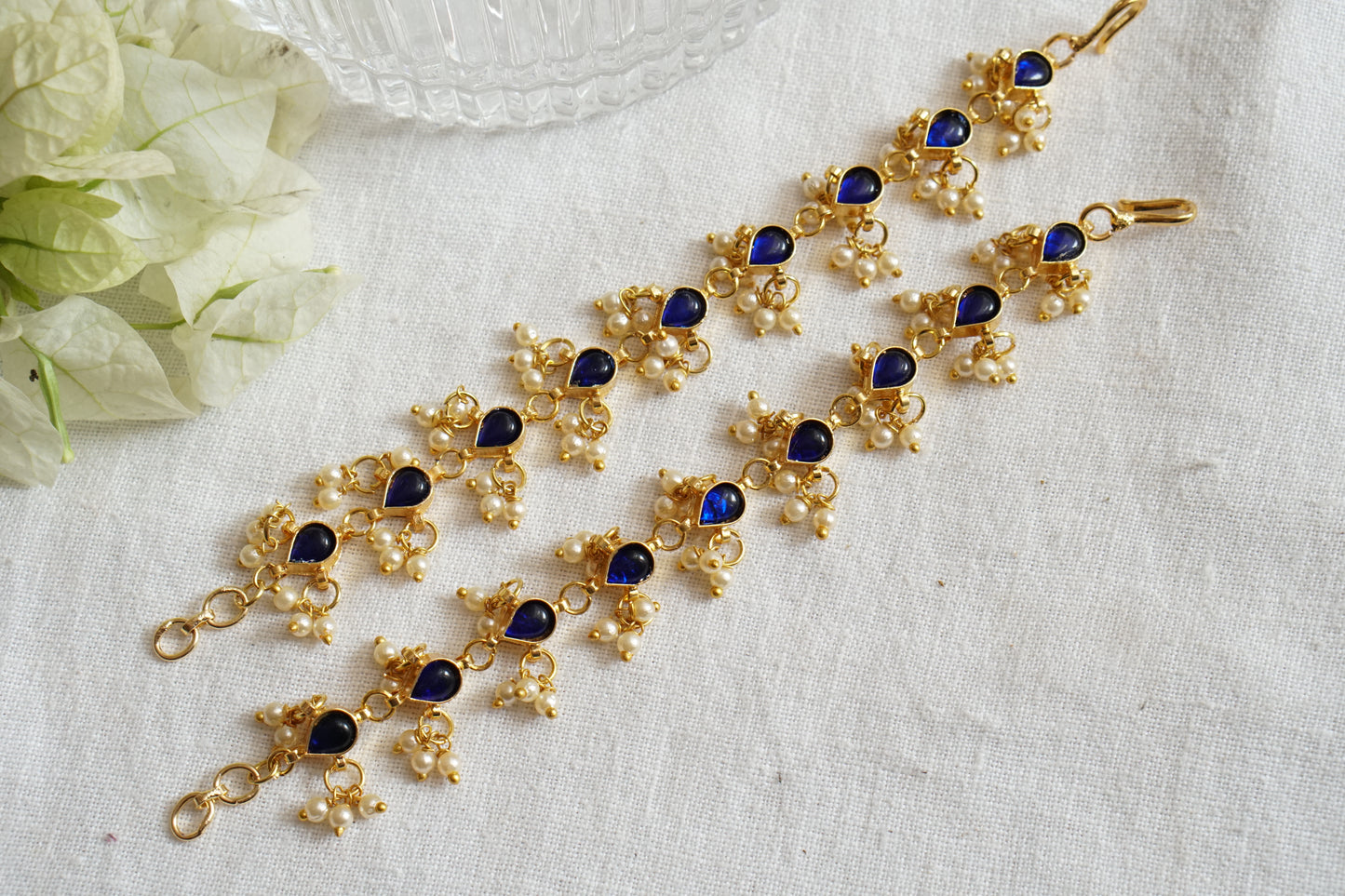 Blue Kundan Earchain (9-297)