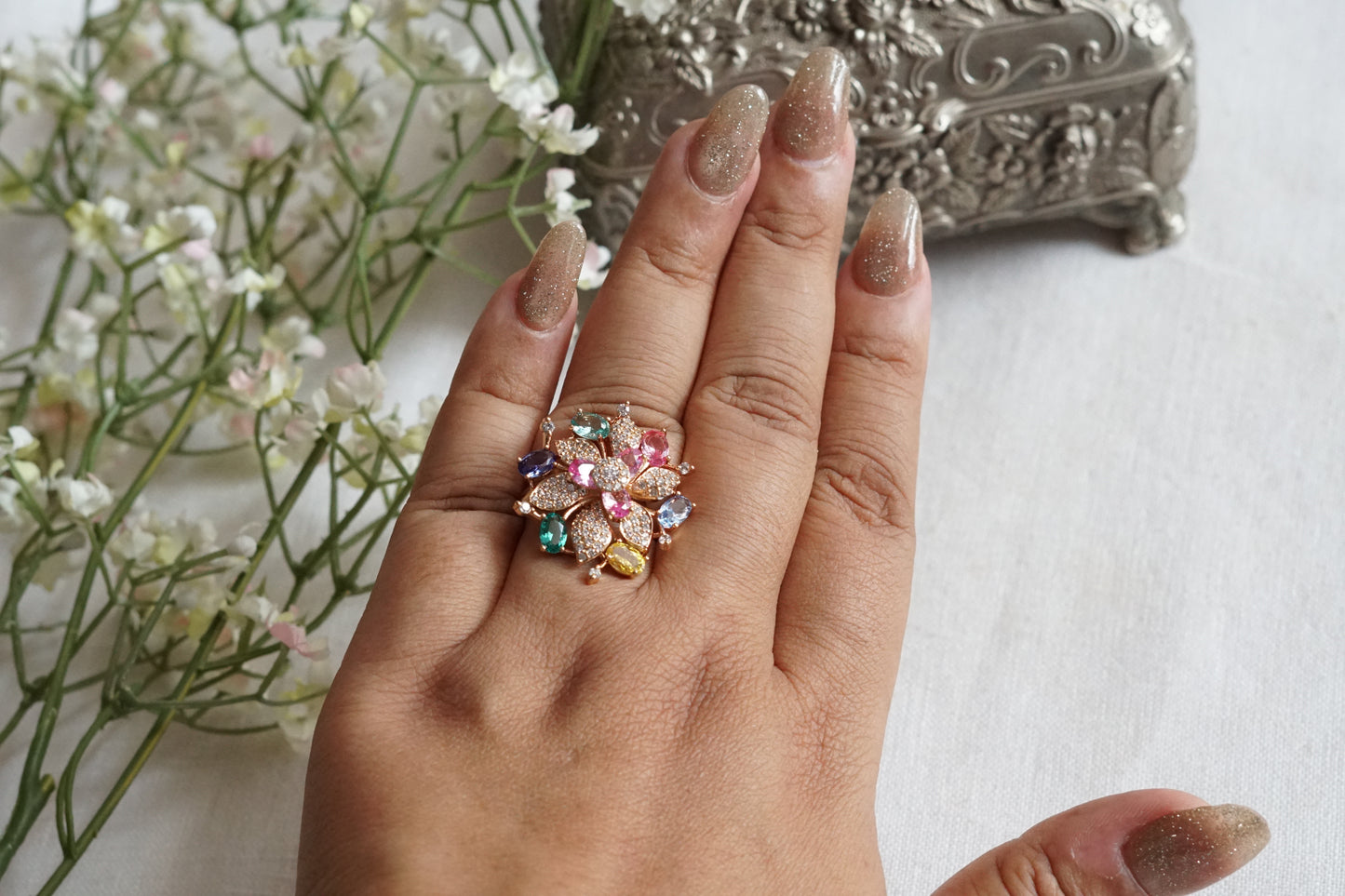 Multi Stone Ad Ring (6-373)(P)