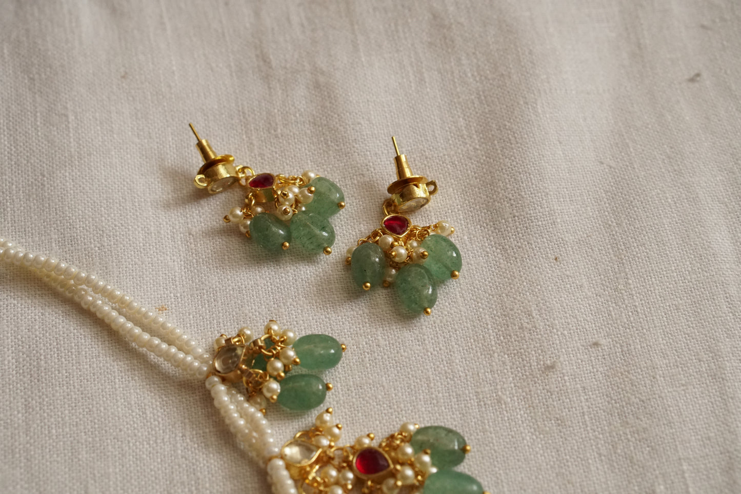Kundan Beads Necklace set (4-8107)(N)