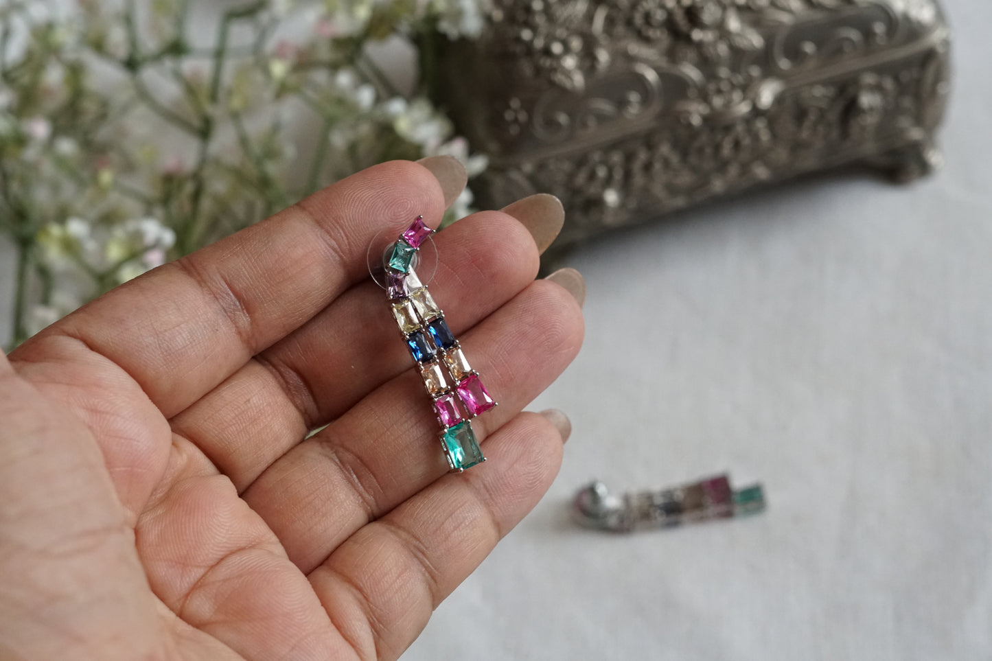 Multi Stone Ad Earrings (1-5343)(P)