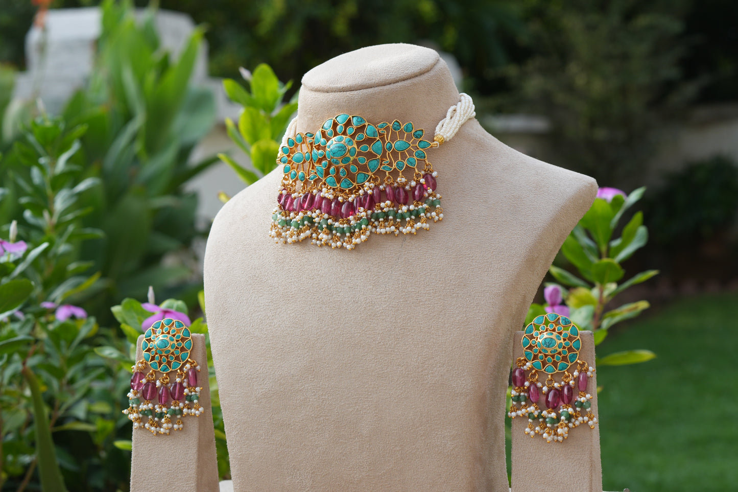 Turquoise Choker Set (4-9345)(B)