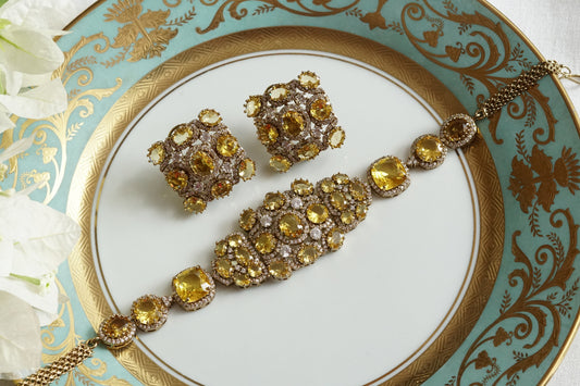 Yellow Stone ad Necklace Set (4-9377)(B)