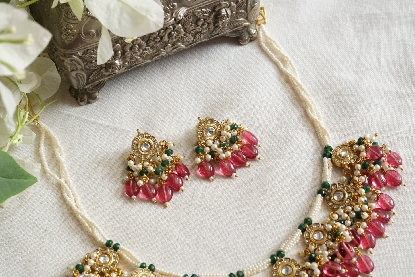 Kundan Necklace Set (4-9386)(A)