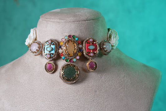 Multi Stone choker Set(4-9355)(B)
