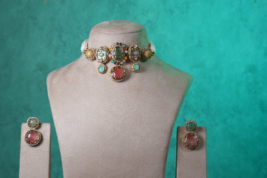 Multi Stone Choker Set(4-9366)(B)