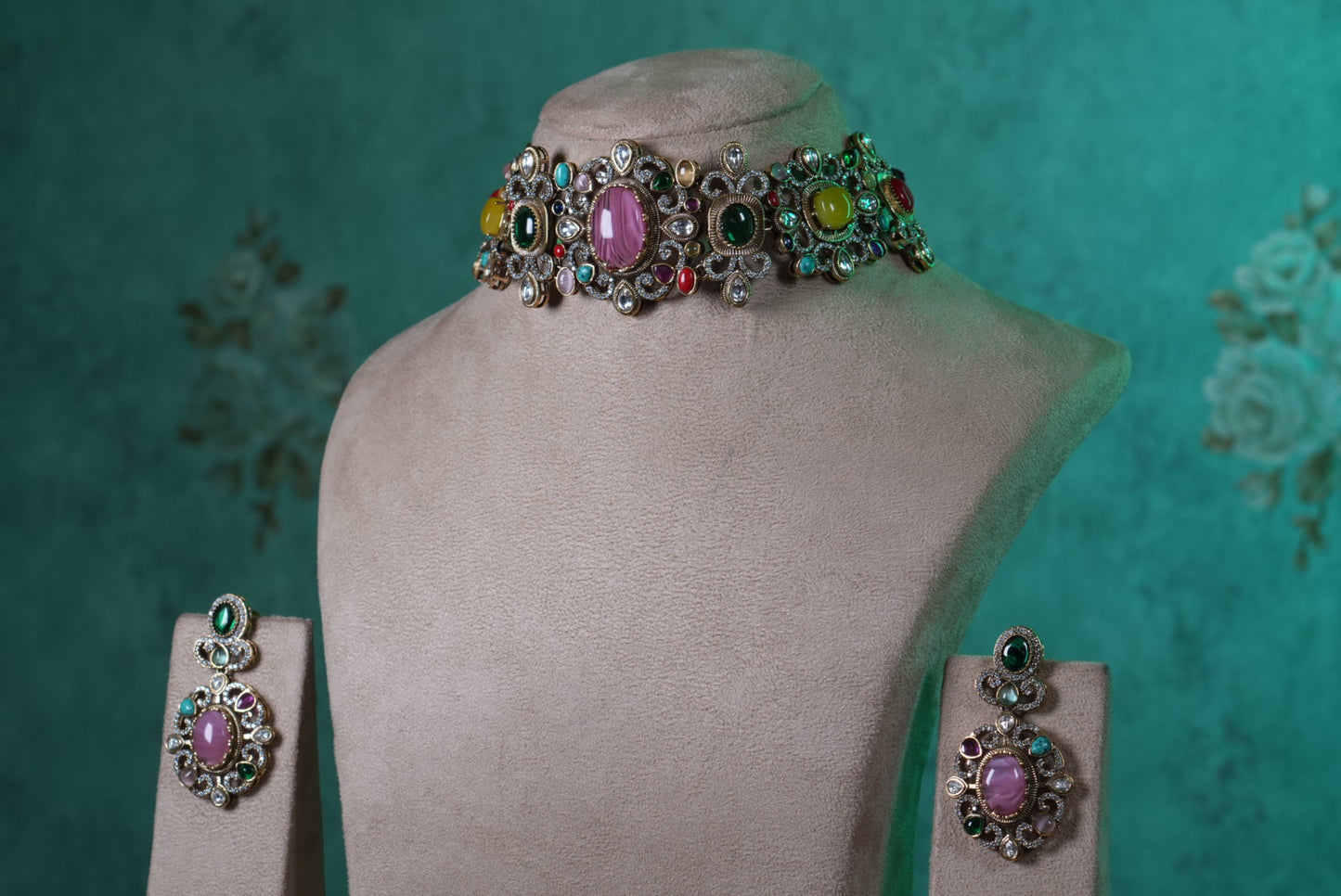 Multi Stone choker Set(4-9356)(B)