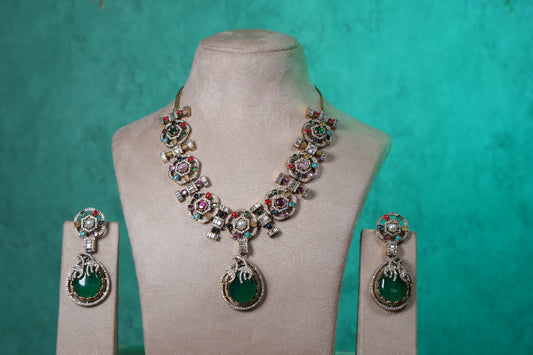 Multi Stone Necklace Set(4-9367)(B)