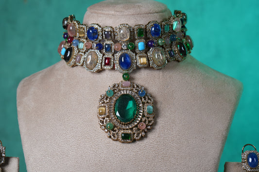 Multi Stone Necklace Set(4-9370)(B)