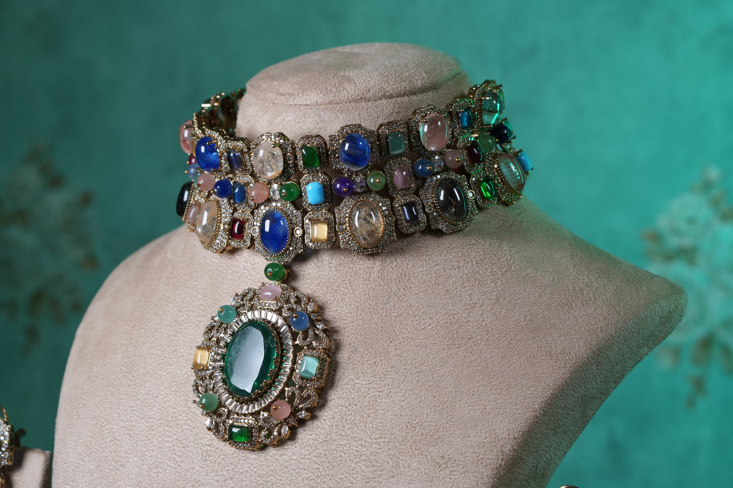 Multi Stone Necklace Set(4-9370)(B)
