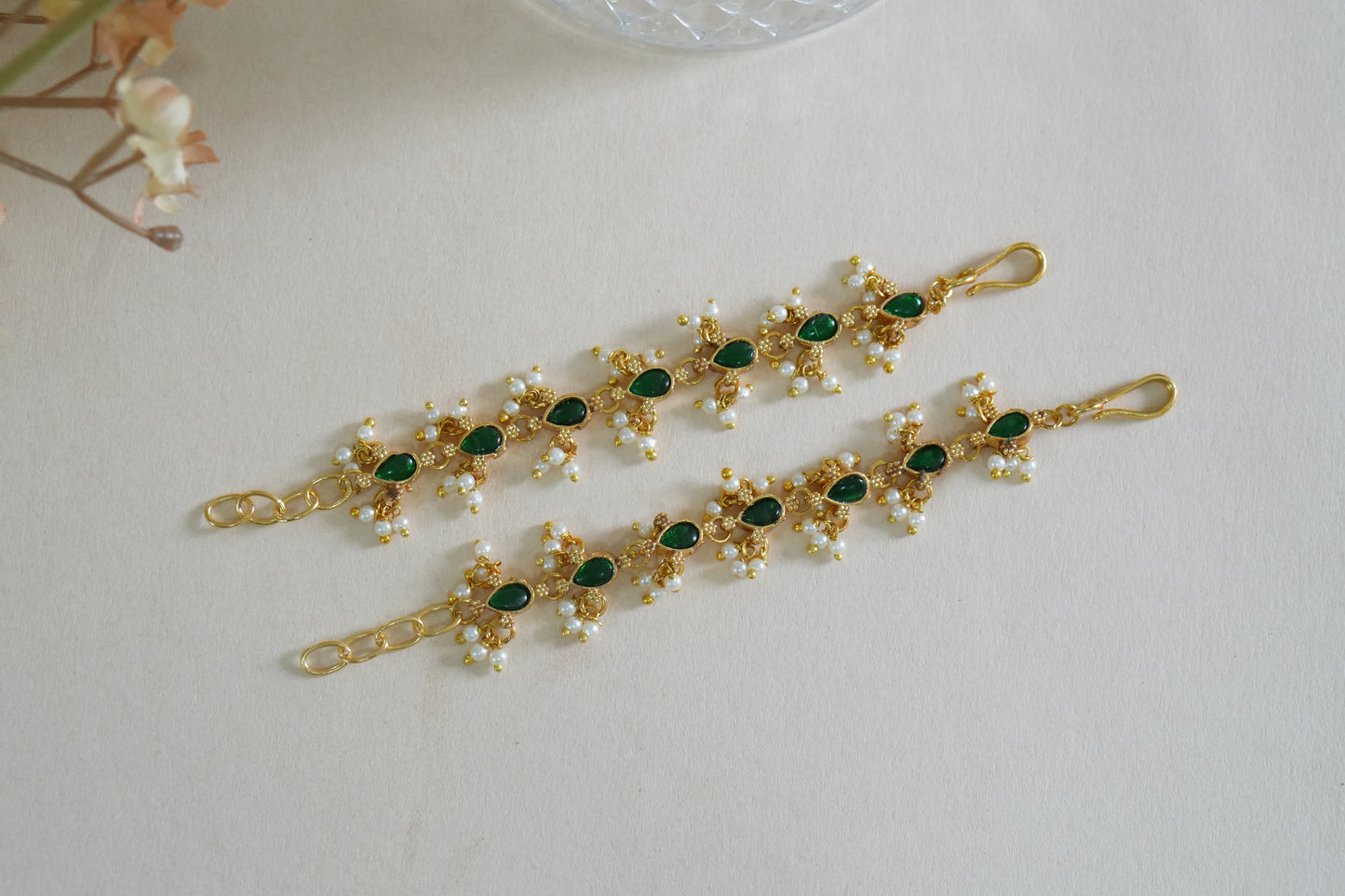 Green Stone Earchain(9-394)(AK)