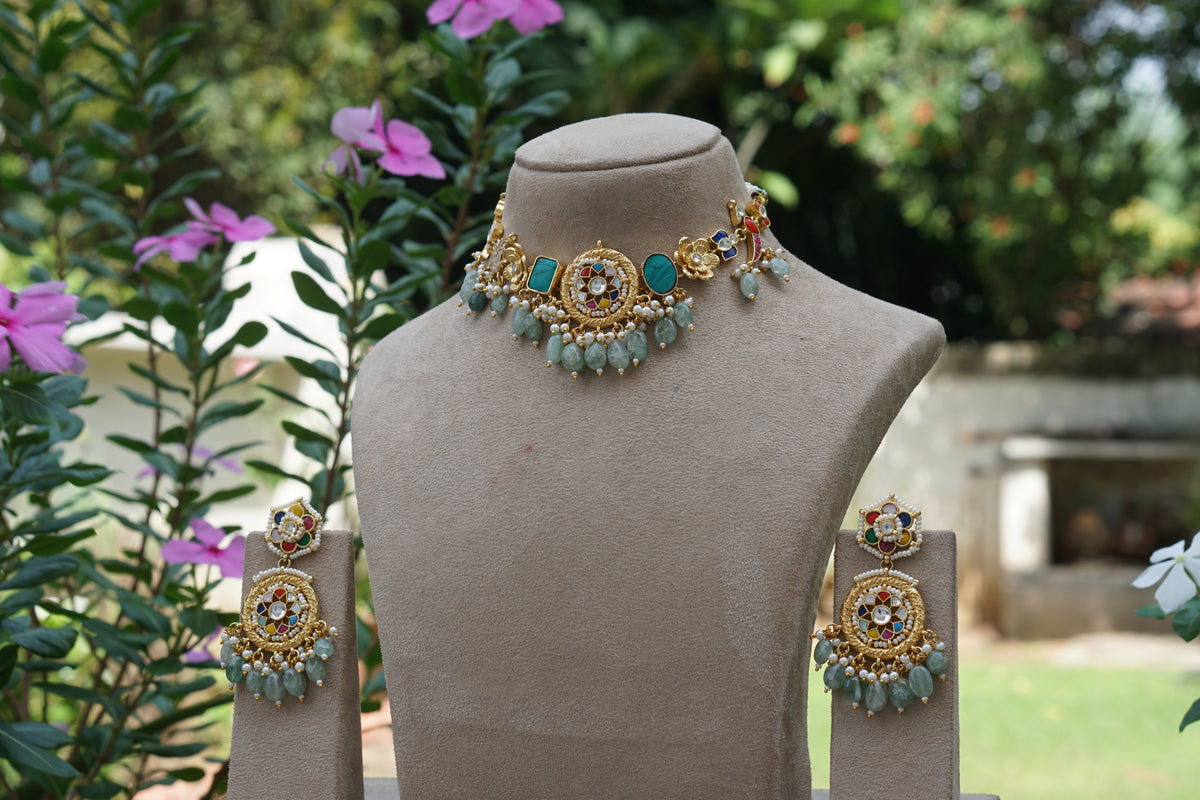 Kundan Choker Set (4-9688)(A)