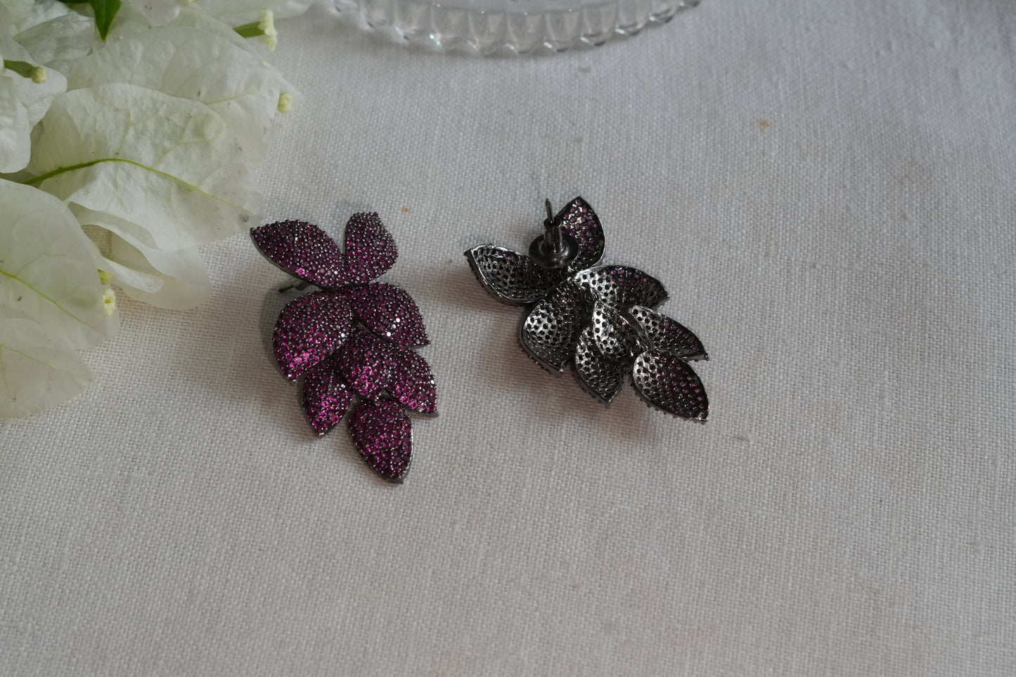 Ruby Ad Stone Earrings (1-5397)(B)(From Turkey)