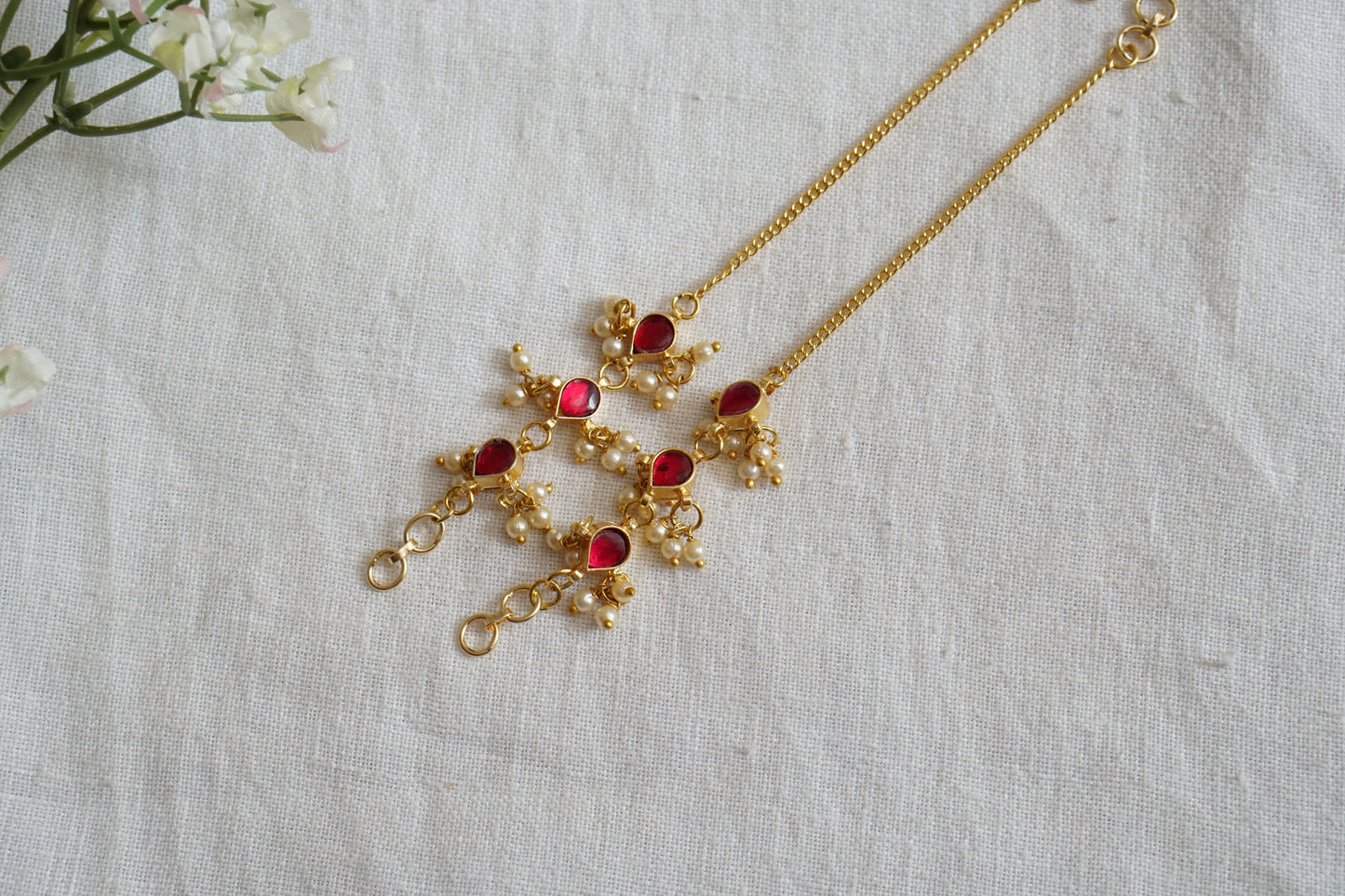 Pink Kundan Earchain (9-302) - JEWELSTYLE