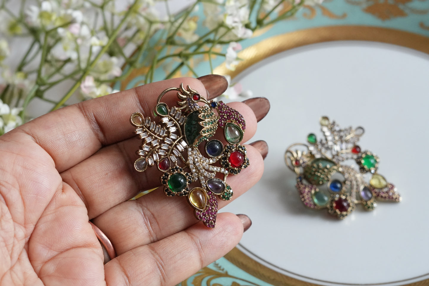 Multi Stone Polki Earrings (1-5419)(B)