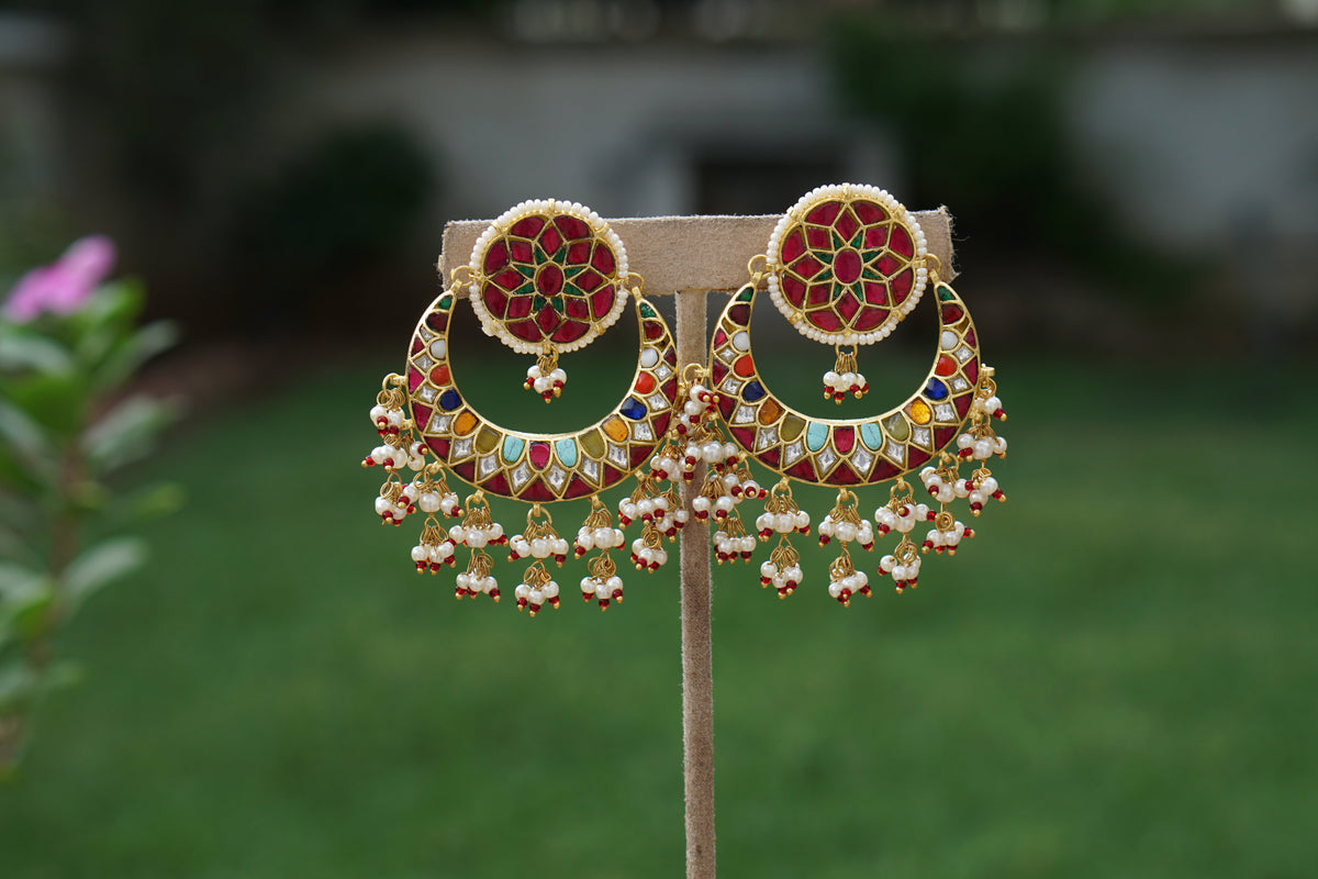 Kundan Chandbali Earrings (1-5378)(A) - JEWELSTYLE