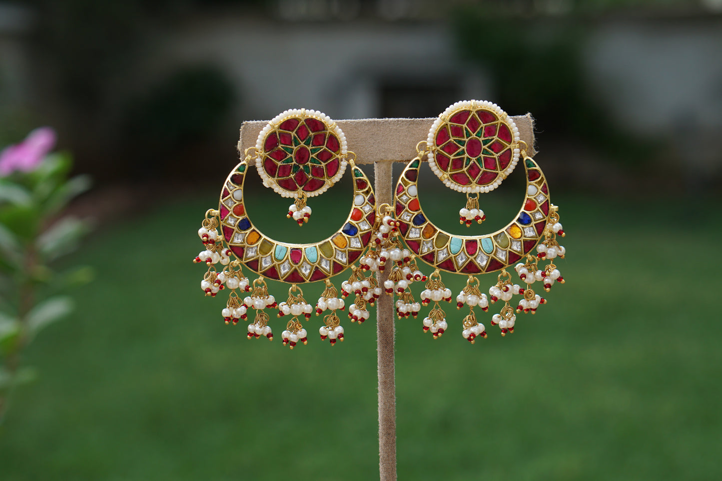 Kundan Chandbali Earrings (1-5378)(A)